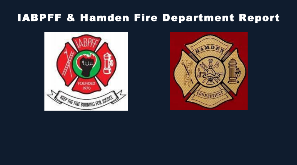 IABPFF and Hamden Fire Department Report cover slide, featuring the IABPFF and Hamden Fire Department logos